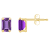 6x4mm Emerald Cut Amethyst 10k Yellow Gold Stud Earrings