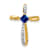10k Yellow Gold Rhodium Over 10k Yellow Gold 0.46ctw Lab Created
Sapphire and Diamond Cross Pendant