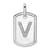 Rhodium Over 14k White Gold Diamond Initial V Dog Tag Charm