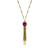 Yellow Base Metal Purple Crystal Whistle Necklace 28"