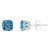 6mm Square Cushion London Blue Topaz Rhodium Over Sterling Silver Stud Earrings