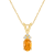 7x5mm Oval Citrine with Diamond Accents 14k Yellow Gold Pendant With Chain