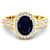 Oval Blue Sapphire Diamond Bridge 14K Yellow Gold Ring