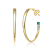 Green & Clear Cubic Zirconia, 14k Gold Over Sterling Silver with
3-Stone C-Hoop Earrings 0.28ctw