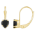 5mm Heart Shape Black Onyx 10k Yellow Gold Drop Earrings