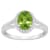 8x6mm Oval Peridot 1/4 ctw Diamond Rhodium Over Sterling Silver Halo Ring