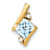 10k Yellow Gold Cushion 0.56 ctw Aquamarine and Diamond Chain Slide Pendant