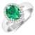 1.75ctw Green Emerald and Diamond 14K White Gold Halo Ring