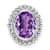 Rhodium Over 10k White Gold Beaded 1 ctw Oval Amethyst Chain Slide Pendant