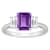 8x6mm Emerald Cut Amethyst And White Topaz Rhodium Over Sterling Silver
3-Stone Ring