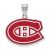 Rhodium Over Sterling Silver NHL LogoArt Montreal Canadiens Enamel Pendant