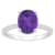 10x8mm Oval Amethyst and 1/10 ctw Diamond Rhodium Over Sterling Silver Ring