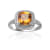 Square Cushion Citrine Sterling Silver Solitaire with Beaded Halo Ring, 1.95ct
