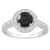 7mm Round Black Onyx 1/5 ctw Diamond Rhodium Over Sterling Silver Halo Ring