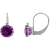 10K White Gold Amethyst and Diamond Round Leverback Earrings 1.65ctw