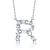 Initial R Mixed Cut CZ Pendant Necklace In Sterling Silver 18 Inch