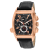 Christian Van Sant Men's Grandeur Black Dial, Rose Accents and Bezel,
Black Leather Strap Watch