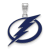 Rhodium Over Sterling Silver NHL LogoArt Tampa Bay Lightning Enamel Pendant