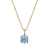 Lab  Blue Spinel And Dia Simulant 18k Yellow Gold Over Silver March
Birthstone Pendant 3.79ctw