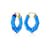 14K Yellow Gold Over Sterling Silver Pear Gem Acrylic Hoops in Blue