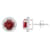 6mm Round Garnet And Created White Sapphire 10k White Gold Halo Stud Earrings