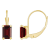 6x4mm Emerald Cut Garnet 10k Yellow Gold Drop Earrings