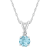 5mm Round Aquamarine with Diamond Accent 14k White Gold Pendant With Chain