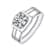 Square CZ Grooved Band Ring In White Rhodium Over Brass 1.0ctw