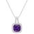 7mm Cushion Amethyst 1/6 ctw Diamond Rhodium Over Sterling Silver Halo
Pendant with Chain