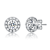 CZ Halo Stud Earrings In White Rhodium Over Brass