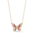 Sterling Statements 14K Yellow Gold Over Sterling Silver Pink Ombre CZ
Butterfly Necklace