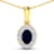 0.75ctw 14K Yellow Gold Blue Sapphire and White Diamond Pendant with 18
inch Cable Chain