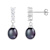 7-8mm Black Cultured Freshwater Pearl and Cubic Zirconia Rhodium Over
Sterling Silver Earrings