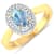 0.86ctw Blue Aquamarine and Diamond 14K Yellow Gold Halo Ring