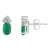 6x4mm Oval Emerald with Diamond Accents 14k White Gold Stud Earrings
