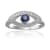 Blue Sapphire with Moissanite Accents Rhodium Over Sterling Silver Evil
Eye Halo Ring