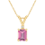 7x5mm Emerald Cut Pink Topaz with Diamond Accent 14k Yellow Gold Pendant
With Chain