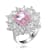 Morganite Cubic Zirconia, Rhodium Plated over Sterling Silver Halo Ring
