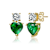 Emerald Color CZ Two-Heart Drop Earrings In 14K Gold Over Sterling Silver