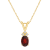 7x5mm Oval Garnet with Diamond Accents 14k Yellow Gold Pendant With Chain