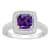 7mm Cushion Amethyst 1/4 ctw Diamond Rhodium Over Sterling Silver Halo Ring