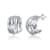 Basket Weave Chunky C-Hoop Earrings In Rhodium Over Brass