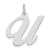 Rhodium Over Sterling Silver Fancy Script Letter U Initial Charm