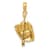 14k Yellow Gold 3D Polished and Textured Glove/Bat/Baseball Pendant