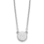Rhodium Over Sterling Silver Tiny Circle Block Letter M Initial Necklace