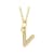 14K Yellow Gold Diamond V Initial Pendant With Chain