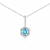 Natural Blue Topaz Sterling Silver Round Shape Pendant with Chain