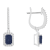 6x4mm Emerald Cut Sapphire 1/3 ctw Diamond Rhodium Over Sterling Silver
Halo Dangle Earrings