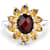Red Garnet and Yellow Citrine Rhodium Over Sterling Silver Oval Floral
Cocktail Ring 5.5ctw