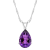 12x8mm Pear Shape Amethyst Rhodium Over Sterling Silver Pendant With Chain